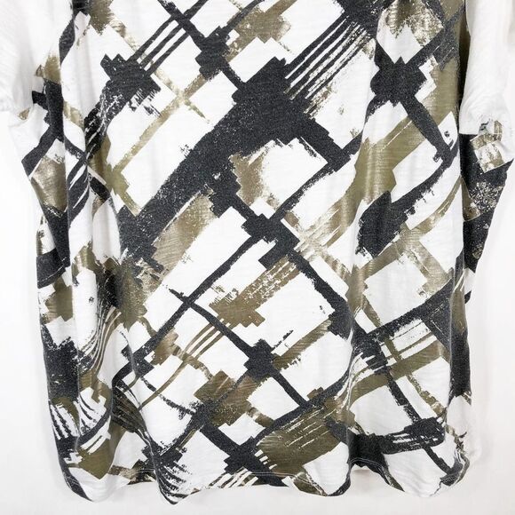 Lane Bryant Plus Size‎ 18 20 Tee Shirt Gold Black White Short Sleeve Top 345 - Picture 3 of 5